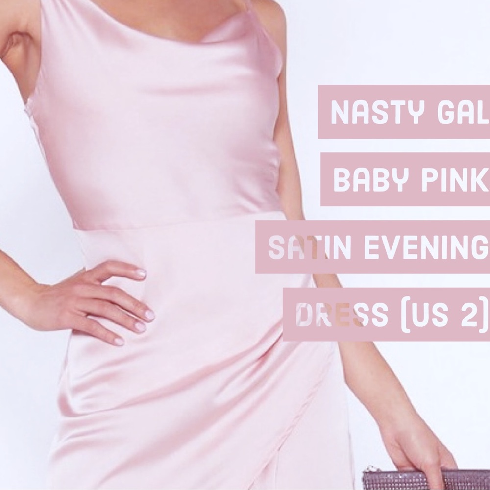 Nasty Gal Satin Pink Slip Dress (US 2)